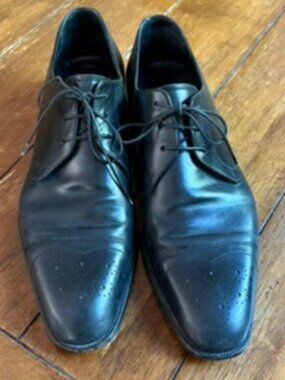 Salvatore Ferragamo Men's 10.5 D Black Leather Capped Oxford Shoes